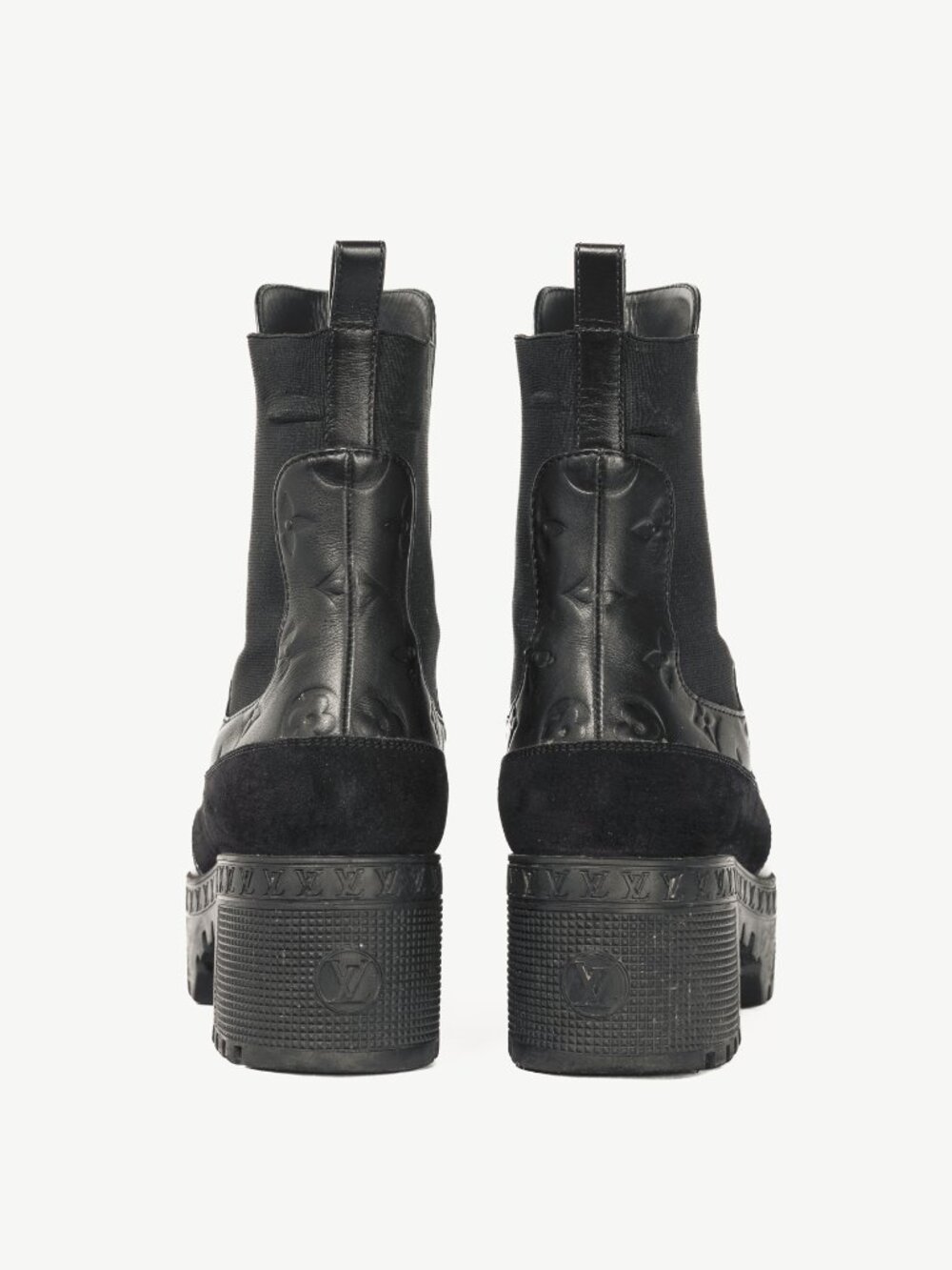 Louis Vuitton Laureate Black Suede & Monogram-Leather Platform Chelsea Boot - Picture 3 of 13